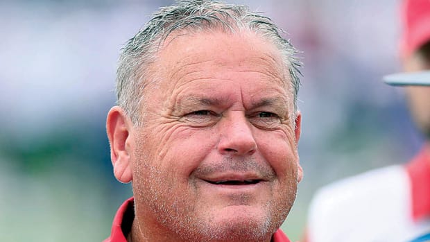 Razorbacks coach Sam Pittman before game with Western Carolina in Little Rock.